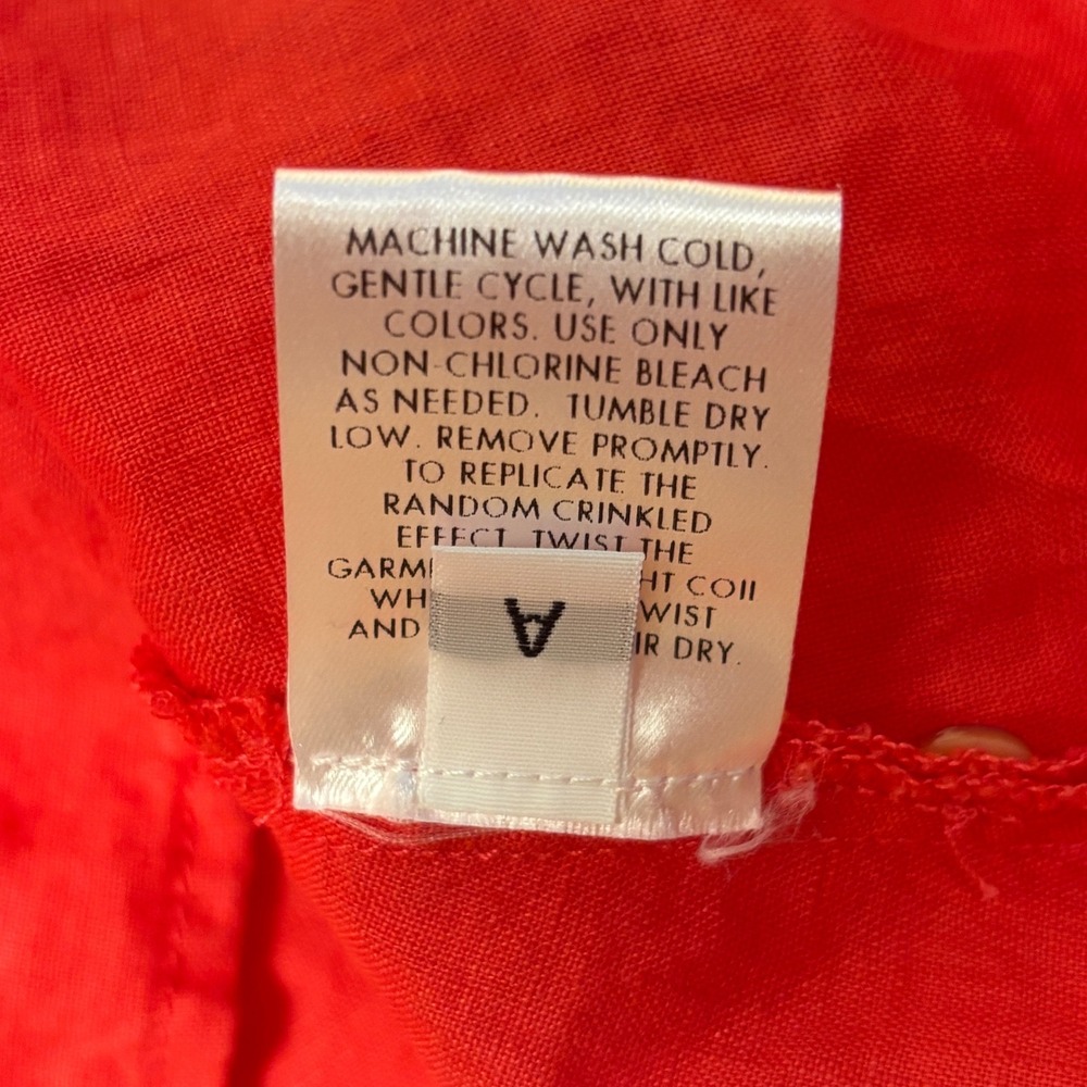 EILEEN FISHER 100% Organic Linen Button Down Shirt Regency Red Women Size Medium - Picture 10 of 10
